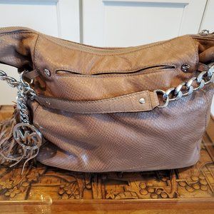 Michael Kors All Leather Camel w/Chain Shoulder handle handbag